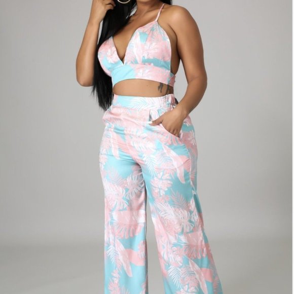 Pants - Pink/Mint  Tropical Club Pant Set